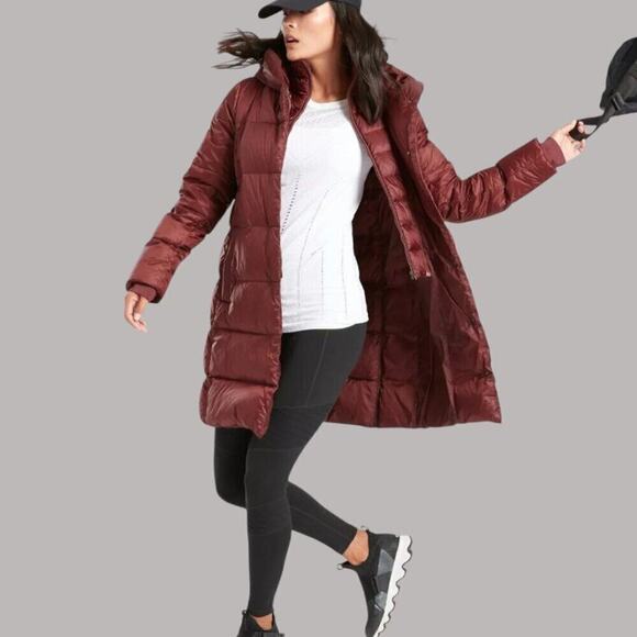 Athleta Lofty Goose Down Coat Maple Red S - Picture 3 of 12